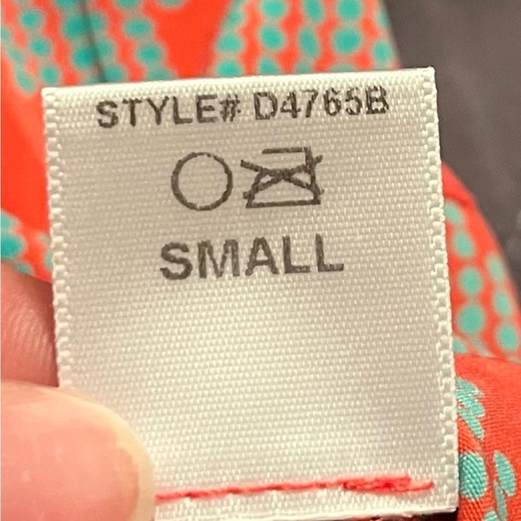 GLAM Orange & Teal Chevron Print Bell Sleeve Tunic Dress Size S - Picture 8 of 8